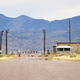 The back gate is seen at the top-secret military installation at the Nevada Test and Training Range on July 22, 2019